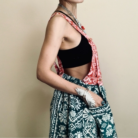 NWOT Free People Palm Bay Printed Shortalls Overalls Shorts Holiday Romper S - Picture 4 of 7